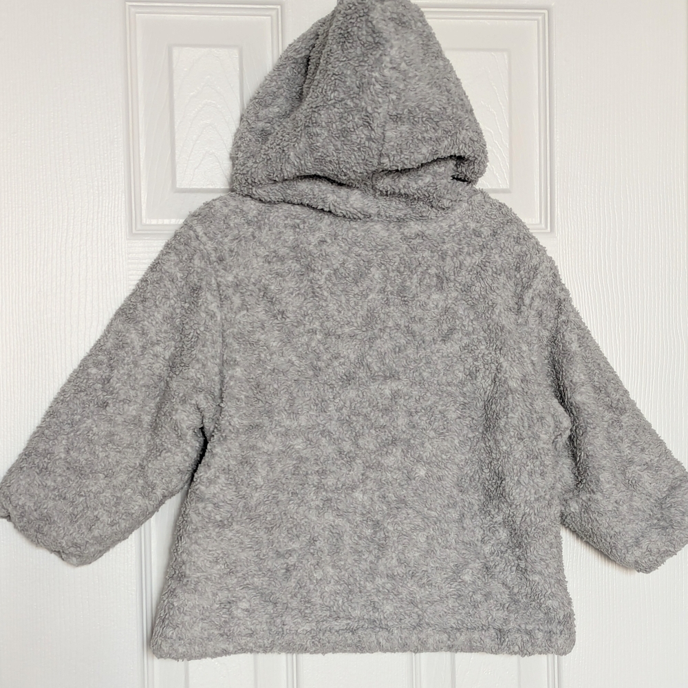 Adorable Girls' Cozy Gray Zip-Front Sherpa Jacket with Hood - Picture 5 of 16